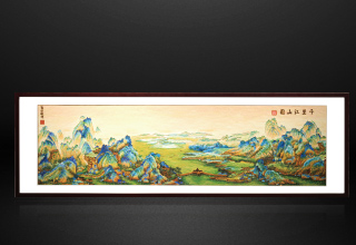 《千里江山图》掐丝珐琅画 